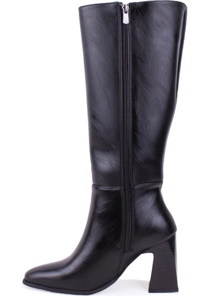 DZA07-11701500 Siyah Günlük Fermuarlı Kasik Topuklu Kadın Çizme modelleri