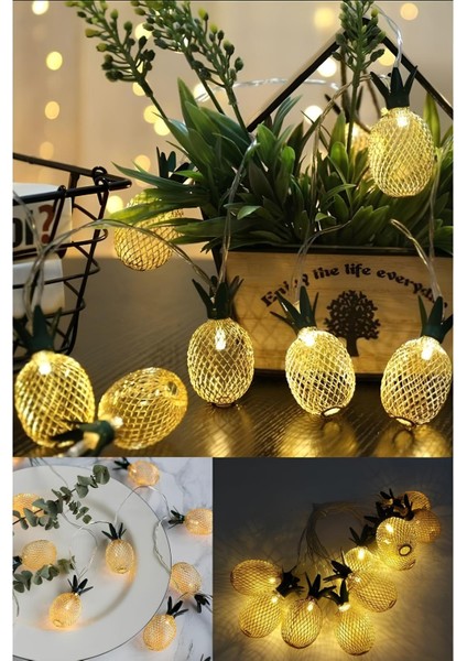 2m 10 LED 2 Kademeli Ananas LED Işık Pilli