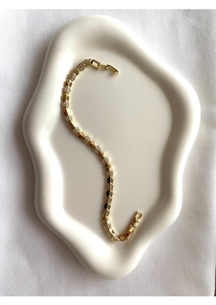 Alpjewel 316LZirkon Taşlı Geometrik Xupıng Bileklik Çelik Kararmaz