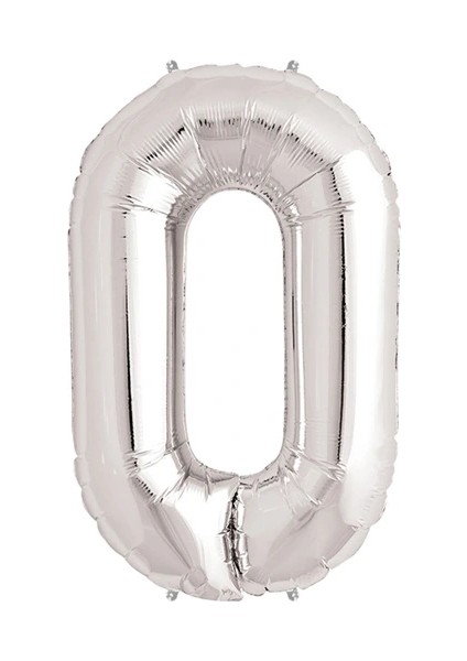0 Rakam Folyo Balon Gümüş 40 Inç (5047)