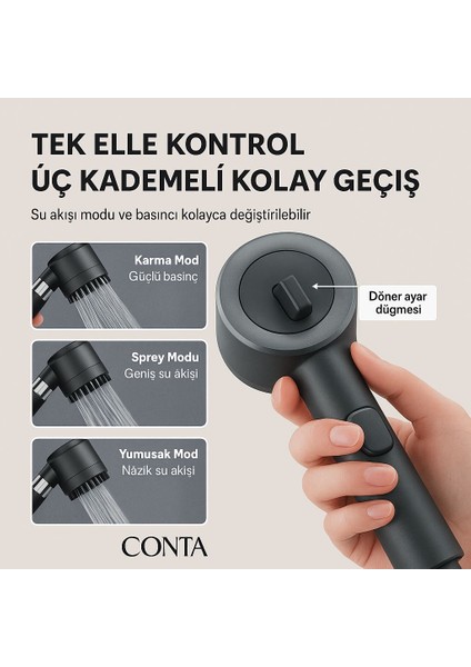3 Modlu Basınç Artırıcı Mutfak Musluk Başlığı – Tek Elle Kontrol, Döner Ayar Düğmeli, Su Tasarruflu Sprey Başlık fiyatları