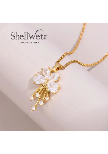 Miravia Altın Kaplama Parlak Taşlı Çiçekli Kadın Kolye fiyatları