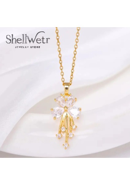 Miravia Altın Kaplama Parlak Taşlı Çiçekli Kadın Kolye fırsatları