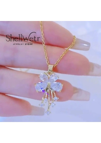 Miravia Altın Kaplama Parlak Taşlı Çiçekli Kadın Kolye indirimleri