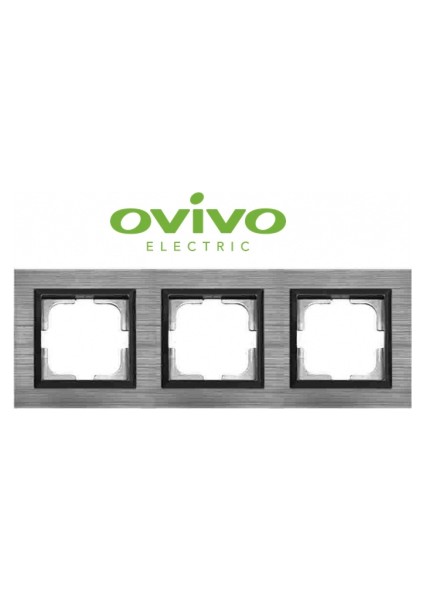 Inox Üçlü Çerçeve Quantum - Priz ve Anahtar Için Uyumlu Çerçeve