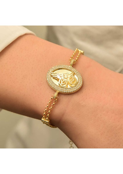925 Ayar Gümüş Gold Tuğralı Bileklik BR0460660 (770770) fiyatları