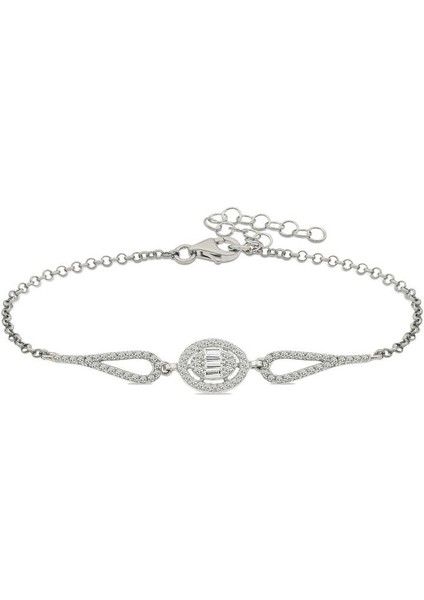 925 Ayar Gümüş Rodyum Oval Baget Bileklik T6575 (770770)