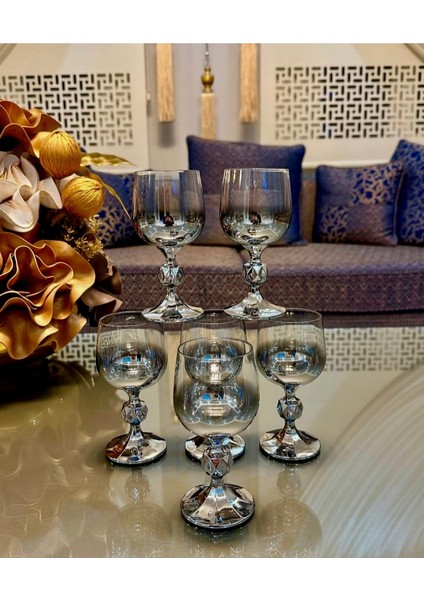 Bohemia Kristal 6' Lı Kahve Yanı Bardağı Platin Gümüş 150 cc fiyatları