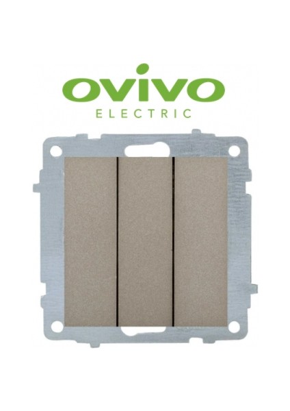 Antrasit Üçlü Anahtar Çerçevesiz Grano - Priz ve Anahtar Için Uyumlu Çerçeve