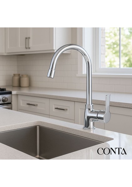 Krom Tek Kollu Mutfak Evye Bataryası – 2 Yıl Garantili, Su Tasarruflu, Dayanıklı ve Şık Tasarım