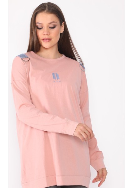 Sırtında Çanta Detaylı Salaş Tasarım Pudra Renk Tunik fırsatları