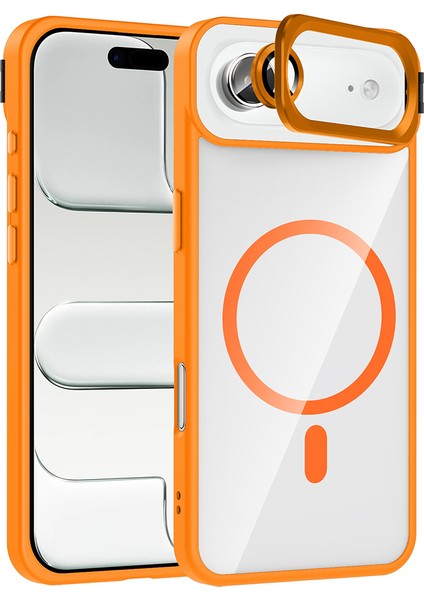 Apple Iphone 17 Air Kılıf Renkli Kenarlı Arkası Şeffaf Magsafeli Kamera Yerinden Standlı Etro Kapak