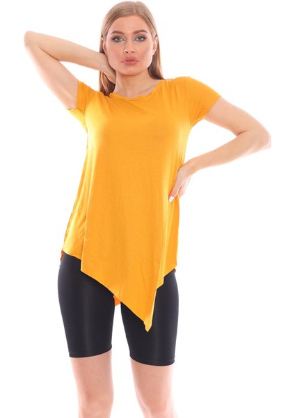 Çapraz Kesim Viskon Kumaş Casual Beyaz Tunik