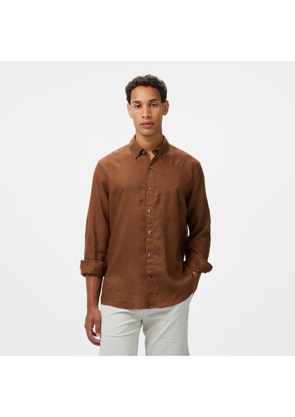 Erkek Kahverengi Classic Fit Gömlek