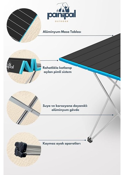 Alüminyum, Katlanabilir Kamp ve Piknik Masası S Omuz Askılı Taşıma Çantalı (Mavi) modelleri