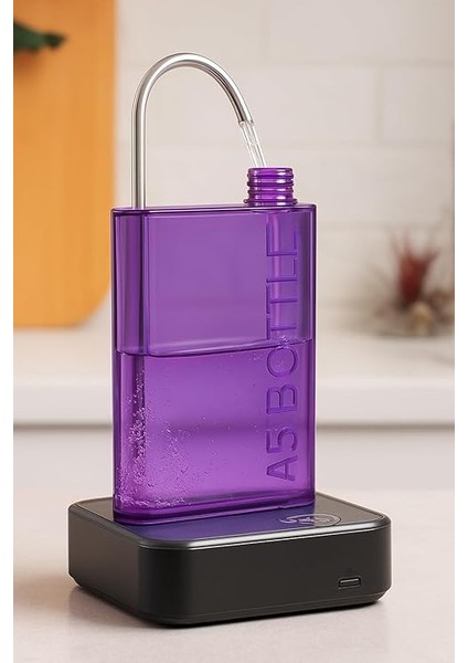 Şeffaf Düz Matara Suluk Ince Su Şişesi (Mor) fiyatları