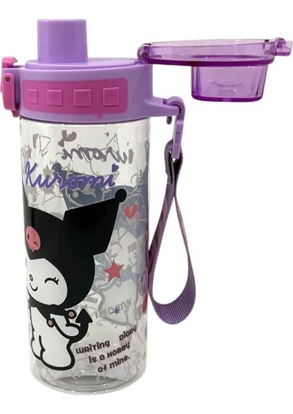 500ML Kuromi Temalı Lisanslı Rahat Içim Ağızlıklı Askılı Kilitlenebilir Su Matarası modelleri
