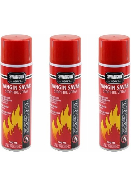 3 Adet Yangın Söndürücü - Yangın Savar Sprey 500ML + 500 ml + 500 ml Ev - Ofis - Oto Araç Ateş Boğucu Köpük Tabaka Oluşturur (5047)