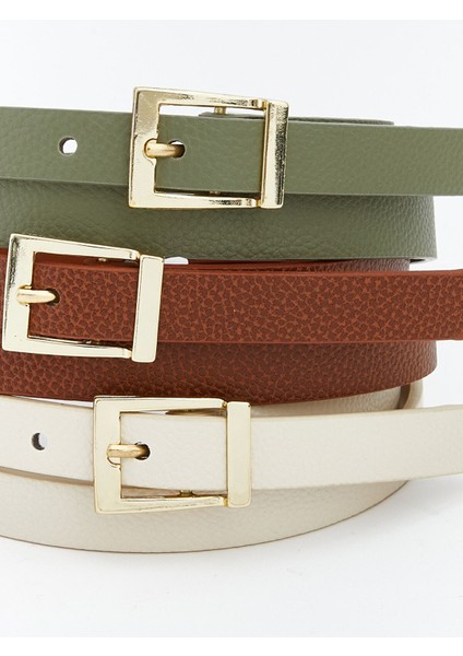 Yeni Sezon Deri Görünümlü Kadın Kemer 3'lü indirimleri