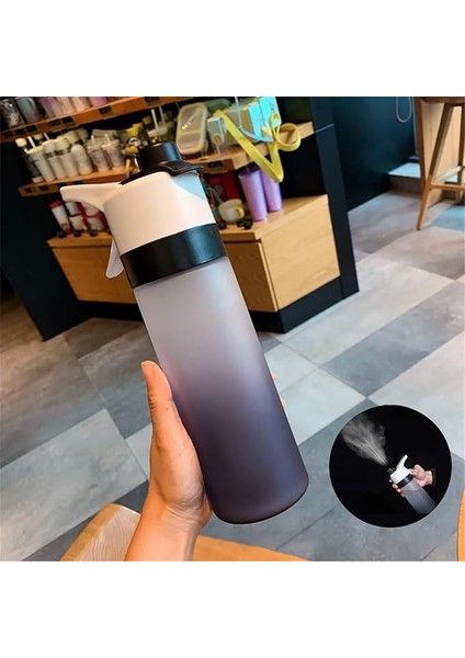 Sprey Su Şişesi, Sızdırmaz 650ML Spor Şişesi, Bpa Içermeyen Spor Su Şişeleri, Sis Sprey Su Şişesi, Fitness, Kamp, Doğa Sporları Için Taşınabilir Su Şişesi (Siyah)