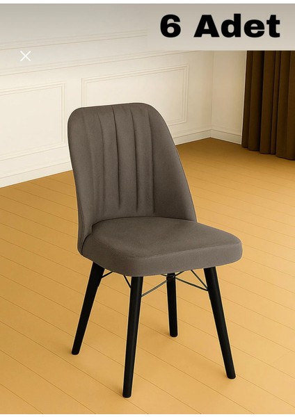 Karegold Mutfak Sandalyesi 6 Adet (Siyah Metal Ayaklı)
