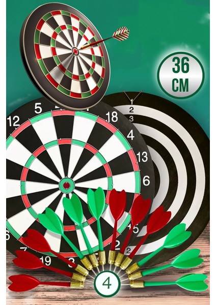 Dart Seti 43 cm (17 Inç) Büyük Boy + 4 Dart Oku (18 Gr) Hedef Tahtası Eğlence Seti fırsatları