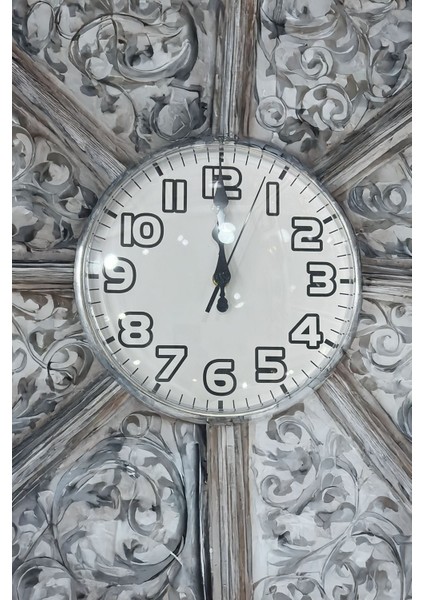 Dekor Duvar Saati Gümüş Kenarlı Kalın Font Duvar Saati Zarif Genç Odası Duvar Saat