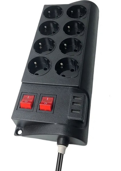 Isıya Dayanıklı Termal Akım Korumalı 2 Metre 16A 4000W 8li Priz ve 3 USB Li Uzatma Kablosu fiyatları