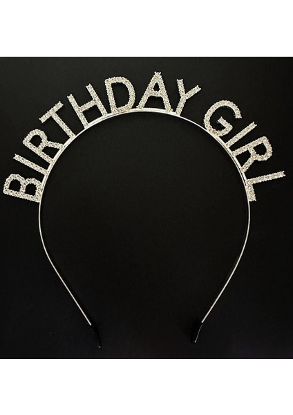 Gümüş Kristal Taşlı Birthday Girl Doğum Günü Tacı Ithal Ürün A Kalite 17X16 cm (5047)