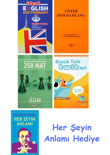 Ideal English Dictionary + Lineer Programlama + Küçükler Şampiyonasından 250 Mat + Büyük Türk Twitleri + Her Şeyin Anlamı