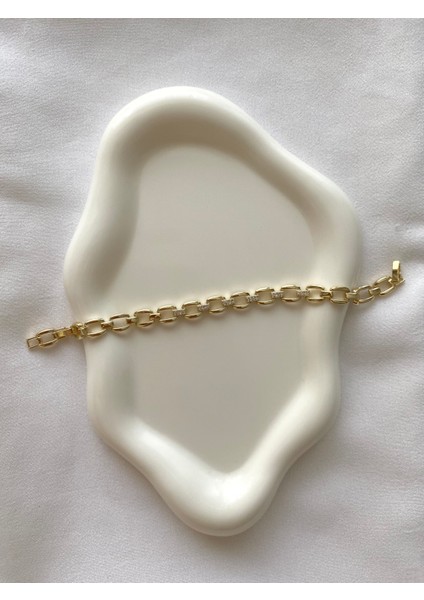 Alpjewel 316L Taş Detaylı Kalın Zincir Gold Bileklik Xupıng Kararmaz Çelik modelleri