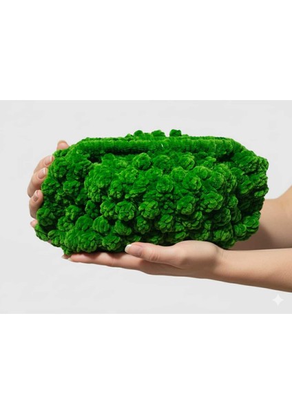 Popcorn Model Kadife Tığ Işi El Örgüsü Çanta