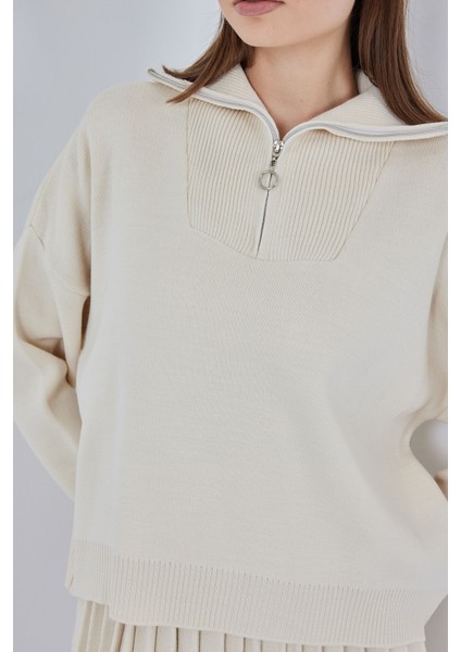 Kadın Kazak Etek Ikili Takım 15938 - Ekru indirimleri