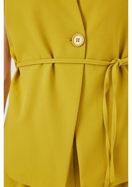 Kadın Yelek Pantolon Kumaş Takım 30050 - Yağ Yeşil indirimleri