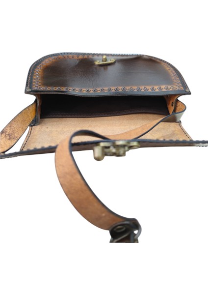 El Yapımı Hakiki Deri Sarmaşık Desenli Kadın Çapraz Çanta - Vintage Tarz Rustik Omuz Çantası - Bohem Retro El Işçiliği Messenger Model modelleri