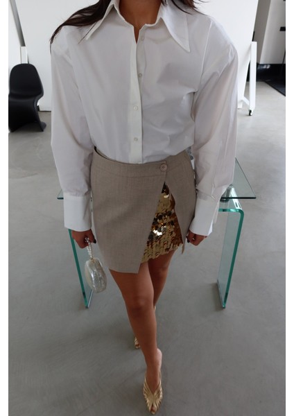 Içi Payetli Detaylı Arkası Fermuarlı Minik Etek modelleri