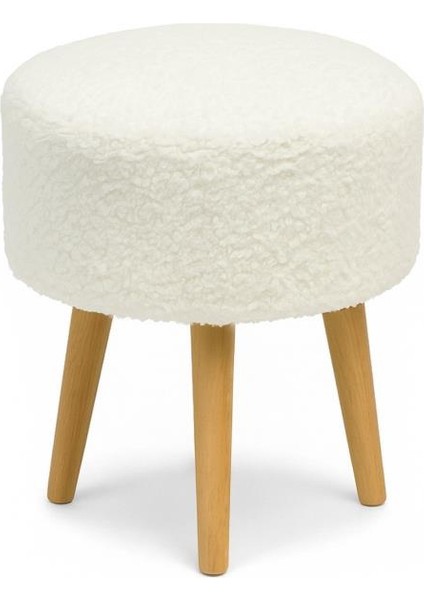 Loop Sallanan Sandalye ve Puf Seti – Ekru Teddy Kumaş Ahşap Ayaklı Berjer - Sallanan Koltuk Puf modelleri
