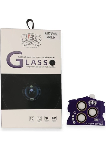 iPhone 14 Pro Max Bilvis Titan Kamera Lens - GOLD-(5796) - M614K079-R16614
