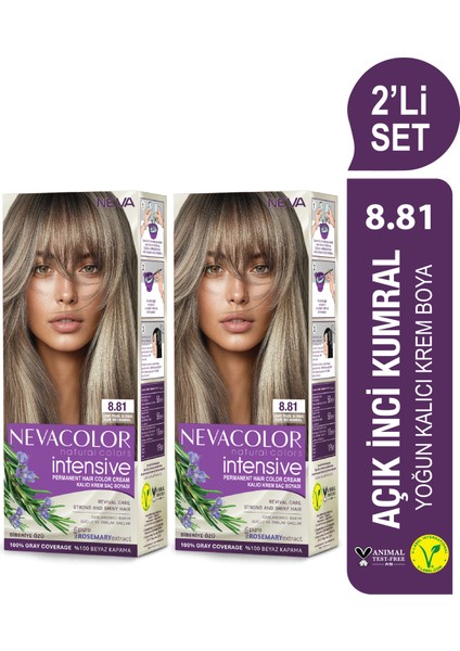 Intensıve 2\\\'li Set 8.81 Açık Inci Kumral Kalıcı Krem Saç Boyası Seti