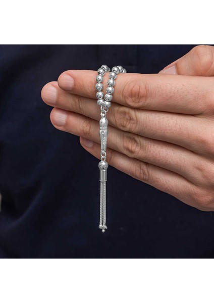 Gümüş Yuvarlak Küçük Boy Erkek Tesbih