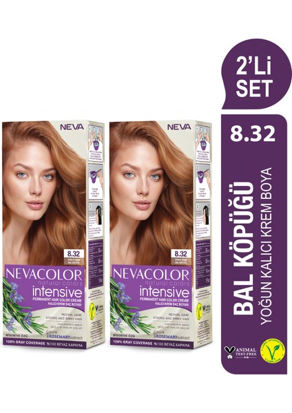 Intensıve 2\'li Set 8.32 Bal Köpüğü Kalıcı Krem Saç Boyası Seti