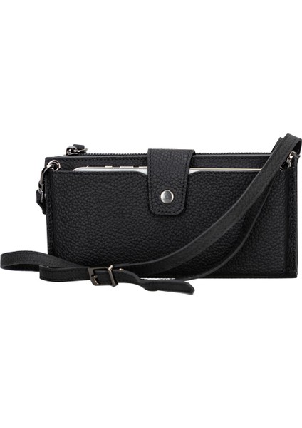 Lozan Strap 6.5 Inch Uyumlu Deri Kartlıklı Kılıf Erc1 Siyah