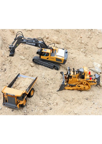 Kumandalı Inşaat Makineleri 3lü Set Kamyon,ekskavatör ve Bulldozer Şarjlı Işıklı Metal Kasa Tam Fonksiyonlu Iş Makineleri fiyatları