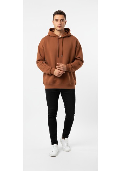Kahverengi Oversize Üç Ip Unisex Sweatshirt fiyatları