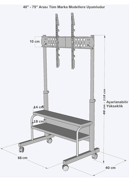 Tekerlekli Yükseklik Ayarlı Tv Duvar Paneli Tv Standı Konsol Hareketli Televizyon Ünitesi indirimleri