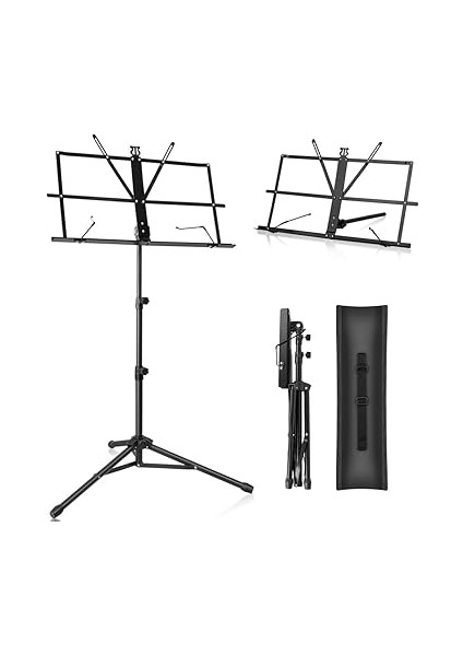 Metal Nota Sehpası, Taşınabilir, Yüksekliği Ayarlanabilir, Üç Ayaklı Tripod ve Nota Dosyası, Kullanımı, Uzun Ömürlü, Siyah fiyatları