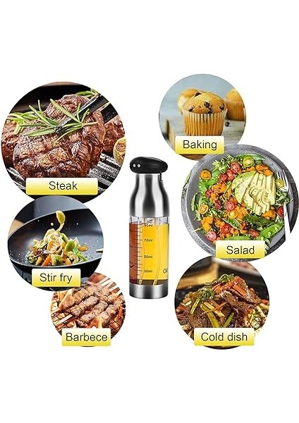 Çift Bölmeli Püskürtmeli Sprey Yağlık ve Sirkelik, 200 ml Kapasite, Paslanmaz Çelik Metal Tasarım fırsatları