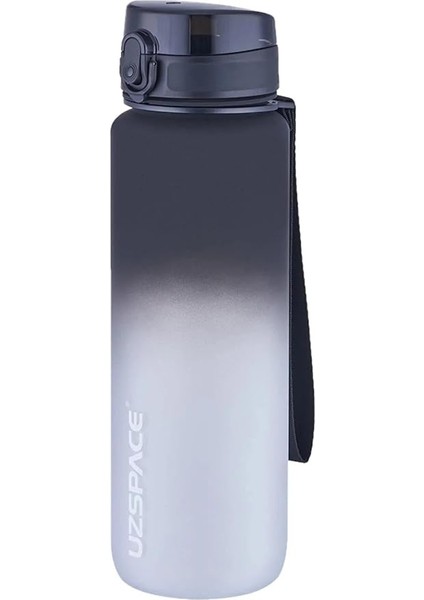 1000ML Büyük Boy Soft Touch Çift Renk Motivasyon Tritan Su Matarası (Siyah-Beyaz)