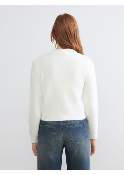 Yeni Sezon Bisiklet Yaka Taşlı Kadın Triko Kazak fırsatları