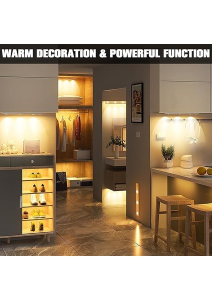 3 Led'li Şarjlı Dolap Altı Aydınlatma, Hareket Sensörlü, 3 Modlu, Yapışkanlı, Delme Gerektirmez, Slim Beyaz Kasa, Dekoratif, Kısılabilir Gece Lambası, Gardırop, Dolap, Merdiven Lambası 40 cm fiyatları